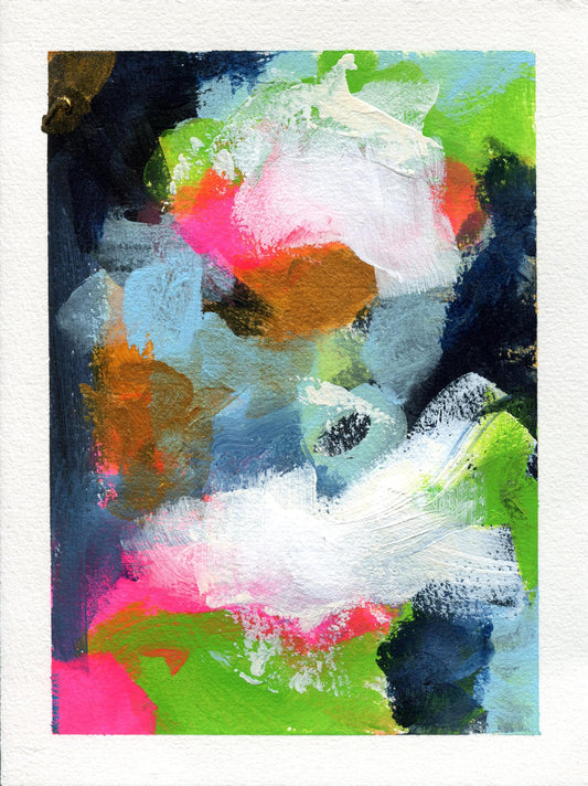 Abstract hand painted original watercolor painting 5x7, small wall gallery art, abstract wall art