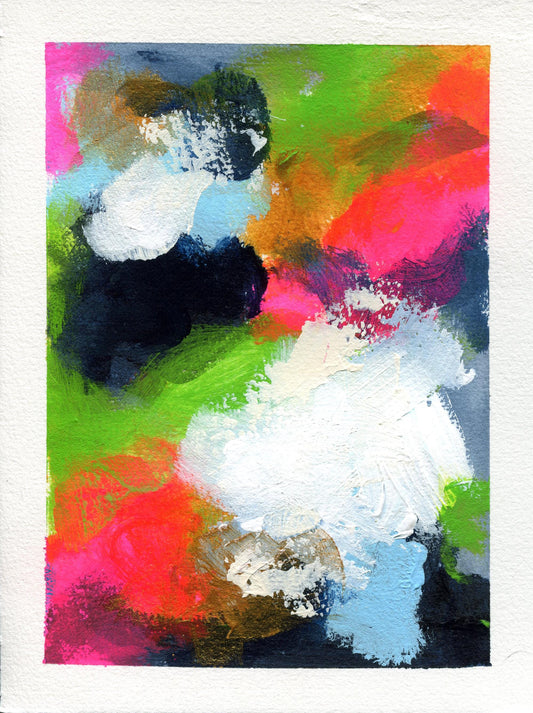 Abstract hand painted original mixed media painting 5x7, small wall gallery art, abstract wall art