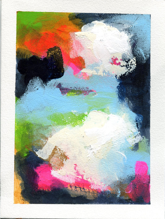 Abstract hand painted original watercolor painting 5x7, small wall gallery art, abstract wall art