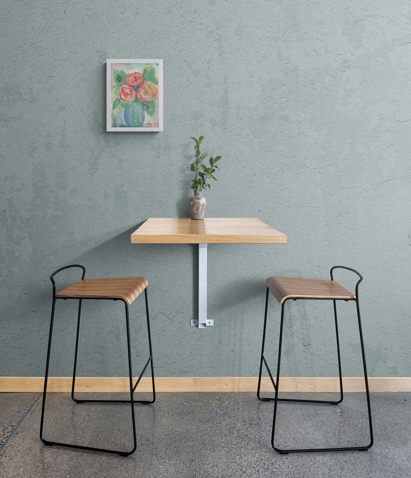 Abstract mixed media flowers in vase painting 9x12, hand painted original artwork on canvas board - Carved Effects