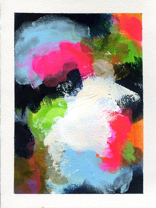 Abstract hand painted original watercolor painting 5x7, small wall gallery art, abstract wall art