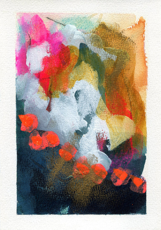 Abstract hand painted original watercolor painting 5x7, small wall gallery art, abstract wall art