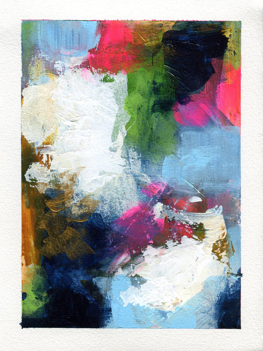 Abstract hand painted original watercolor painting 5x7, small wall gallery art, abstract wall art