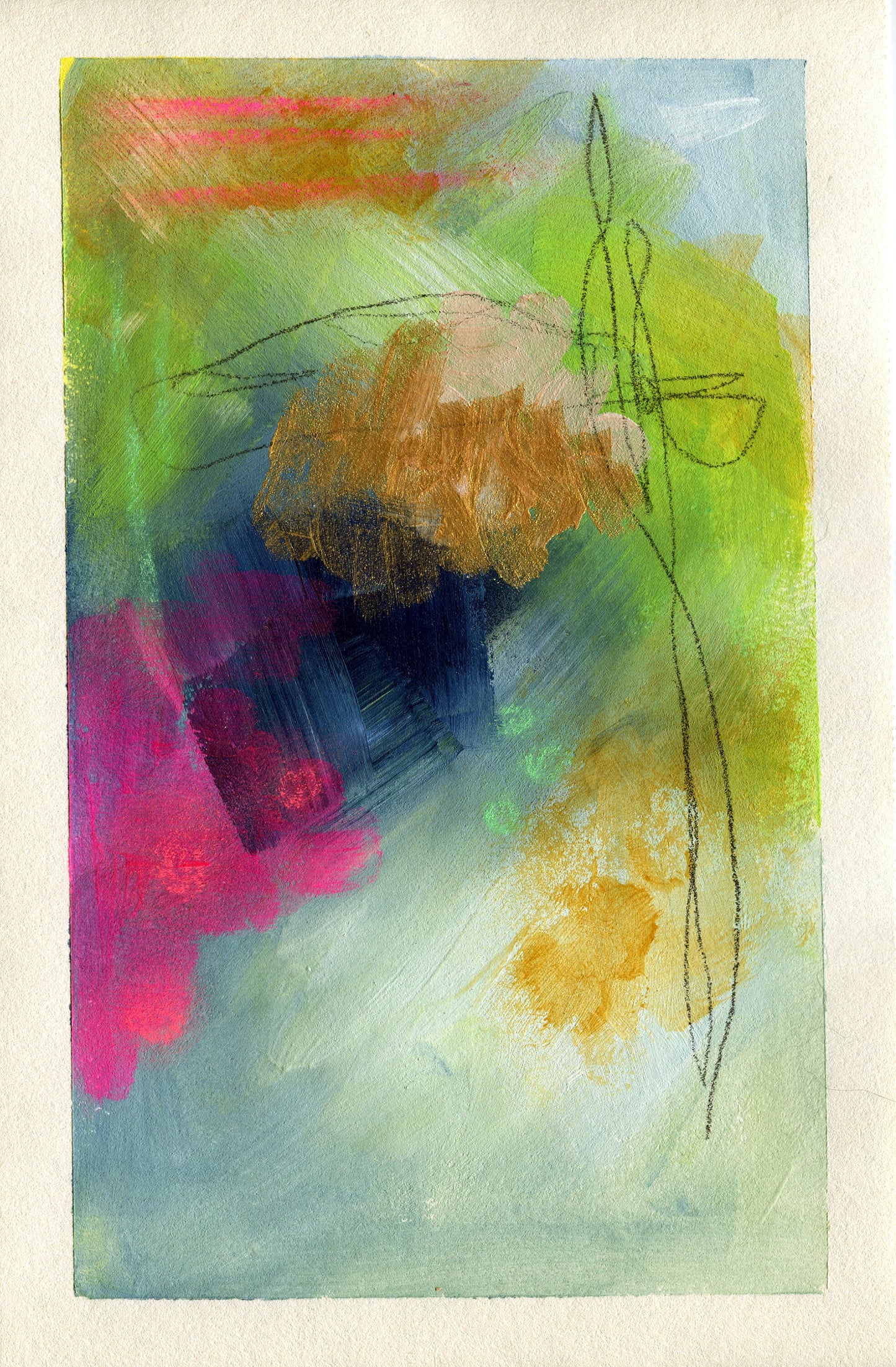 Abstract painted mixed media set of 2 paintings on paper 5.5x8.5, graffiti art, mark making wall decor - Carved Effects