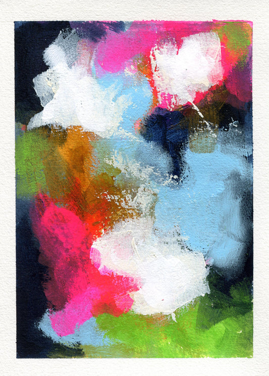 Abstract hand painted original watercolor painting 5x7, small wall gallery art, abstract wall art