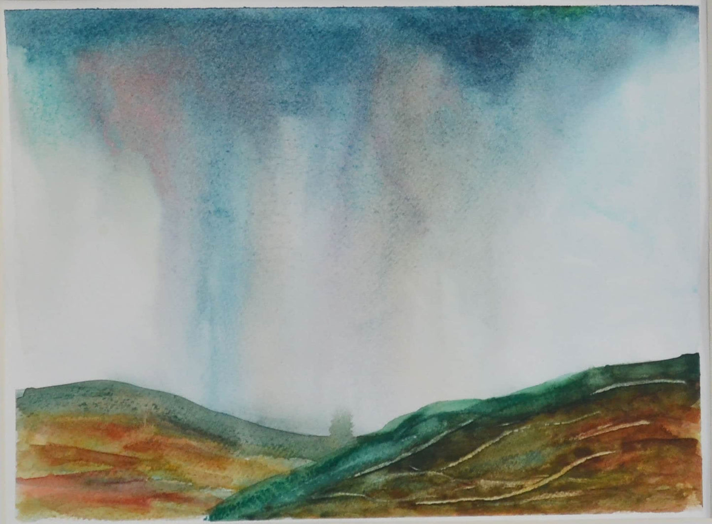 Atmospheric landscape watercolor painting, original landscape wall art ready to frame - Carved Effects