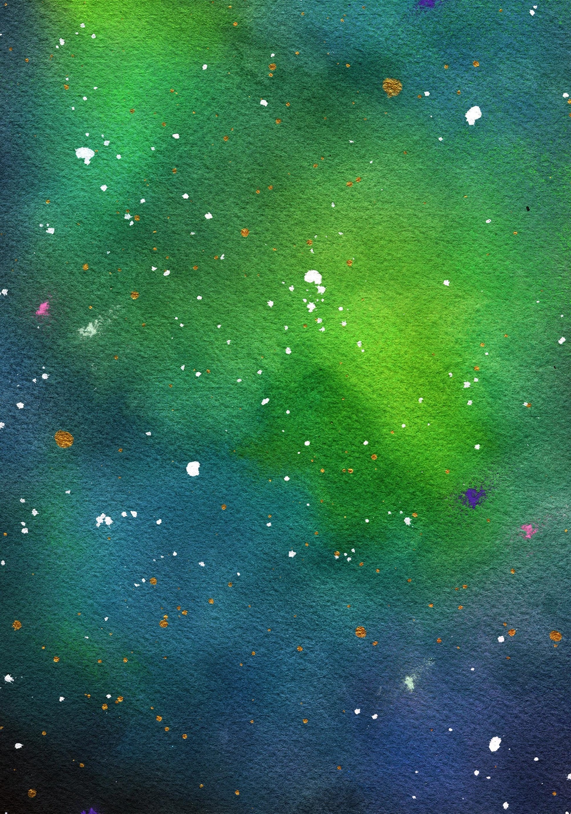 Green and blue galaxy watercolor painting 9x12, hand painted nebula original on paper, outer space wall art, celestial artwork