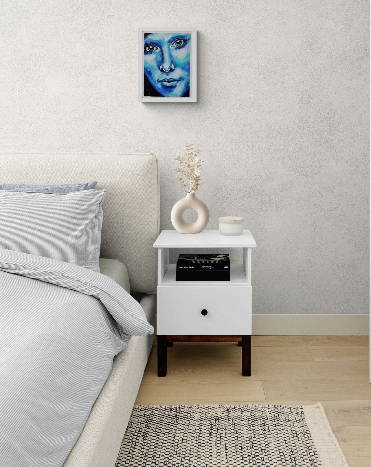 Expressive female face hand painted acrylic painting on acrylic paper 9x12, gallery wall acrylic wall art, bold wall art - Carved Effects