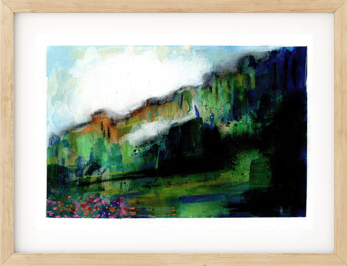 Bold green abstract landscape original painting