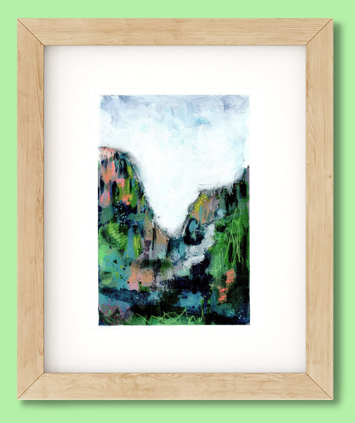 Bold lush green abstract landscape original painting