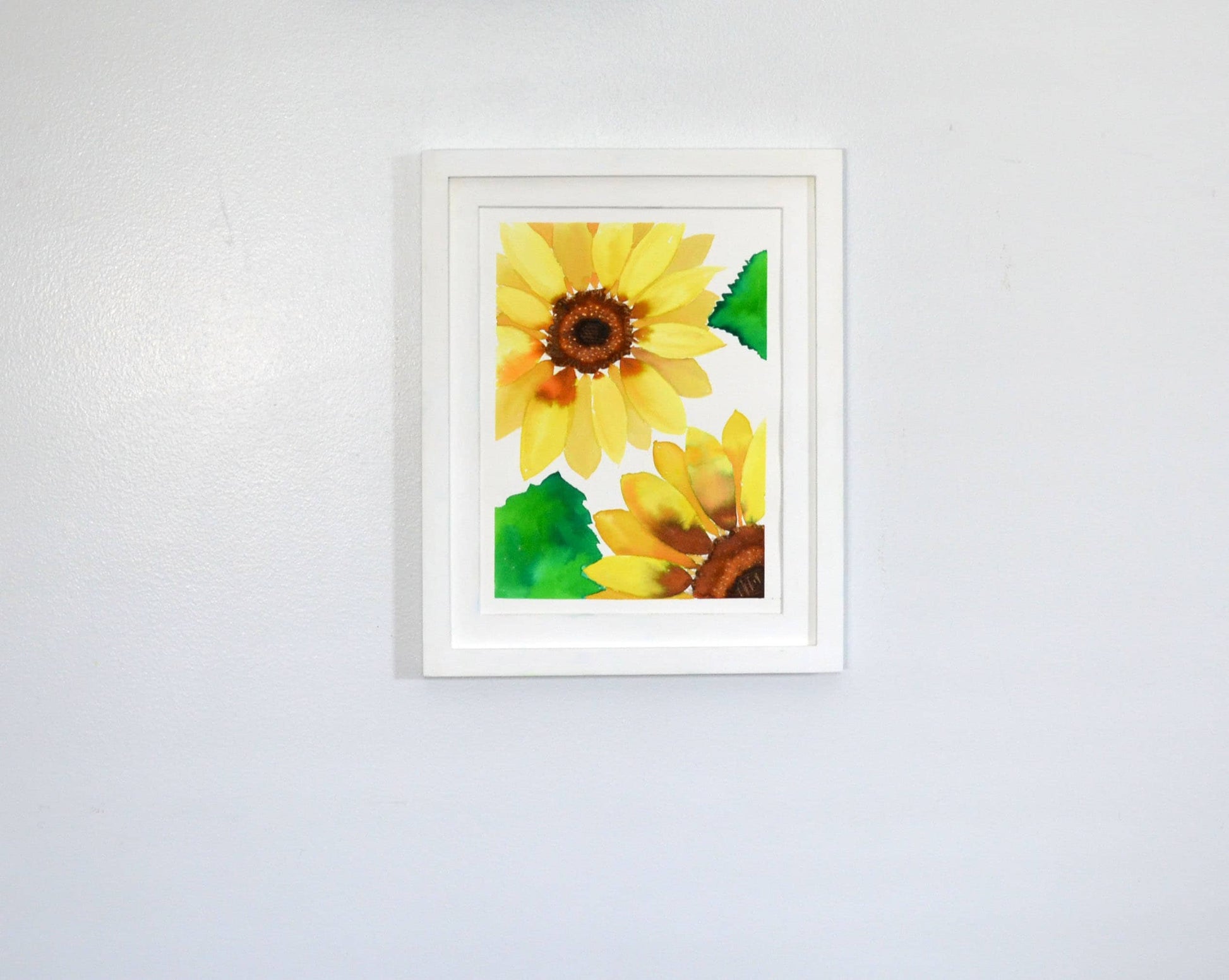 Bright yellow sunflower watercolor painting 9x12