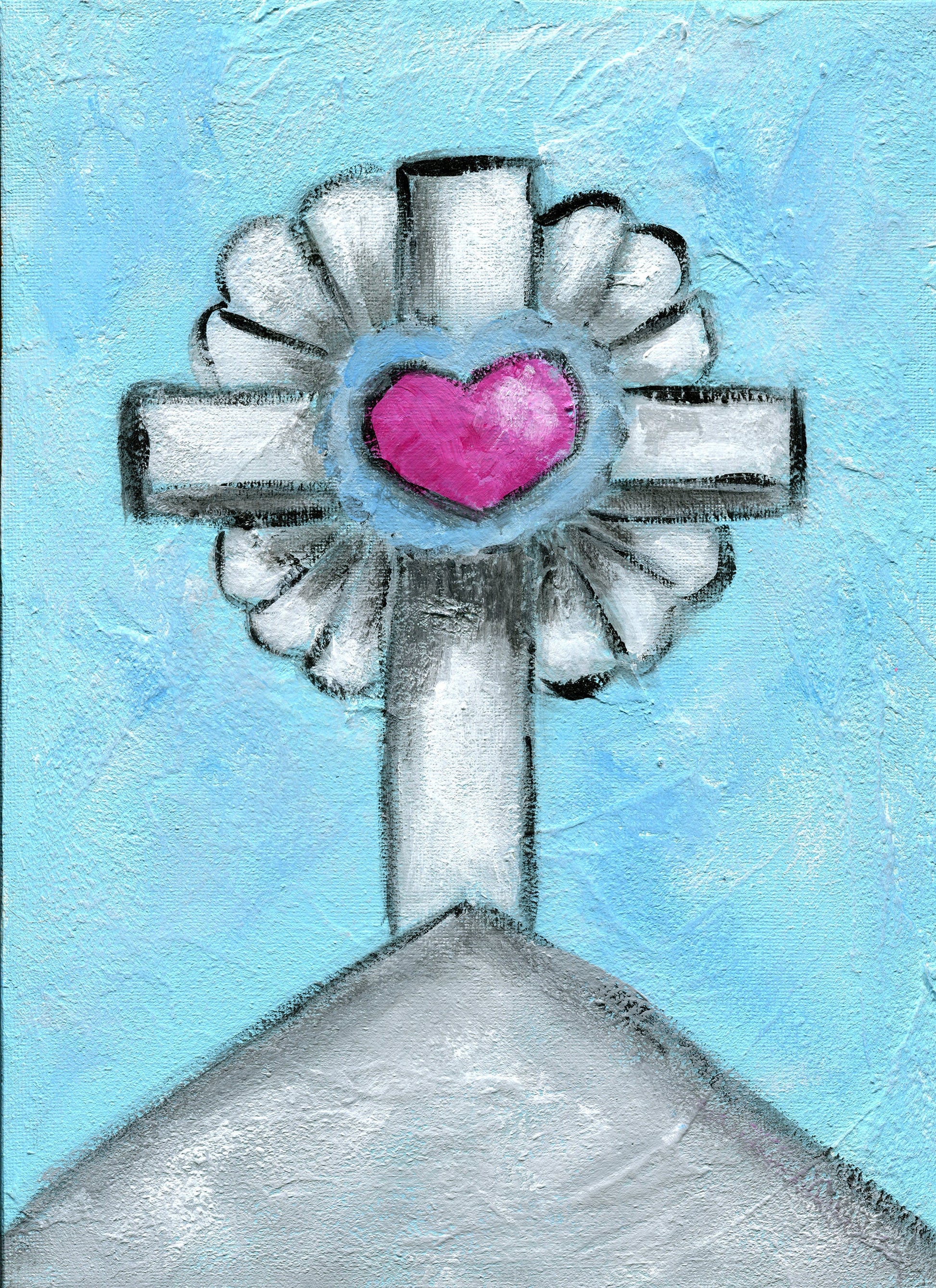 Church steeple cross original acrylic painting on canvas 9x12, original artwork, canvas wall art - Carved Effects