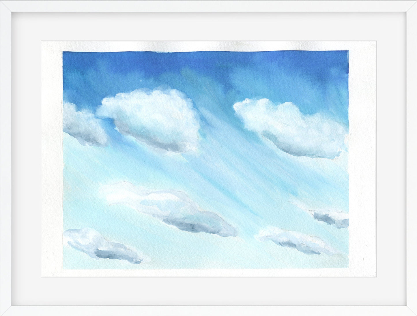 Cloudy day original watercolor landscape painting, 9x12 hand painted on paper, ready to frame, whimsical landscape wall art