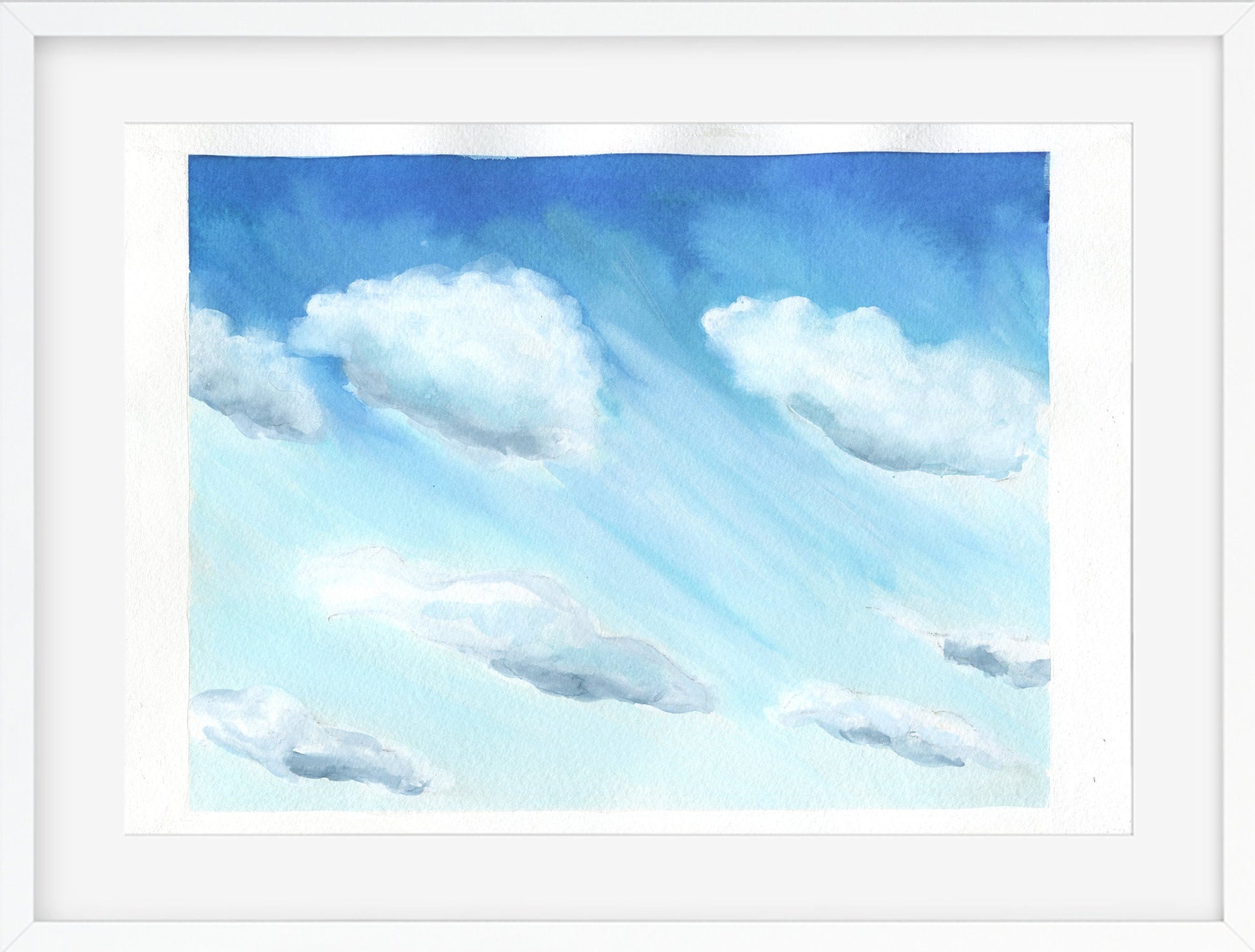 Cloudy day original watercolor landscape painting, 9x12 hand painted on paper, ready to frame, whimsical landscape wall art