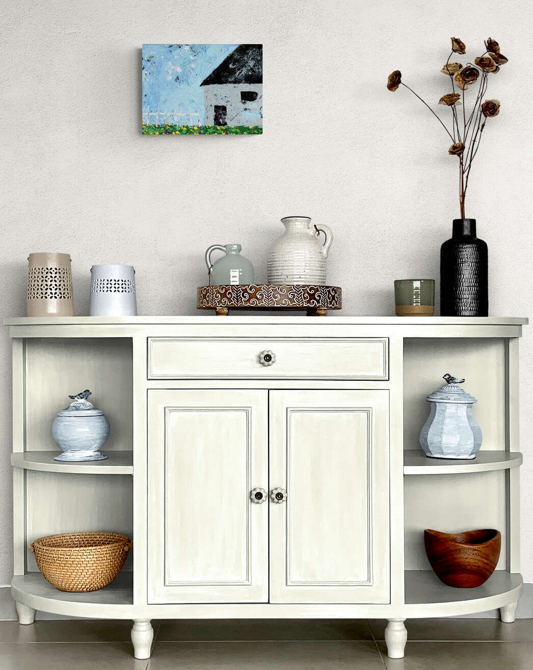 Country house acrylic painting on canvas 9x12x.5, farmhouse painting, Americana home decor, canvas wall art - Carved Effects