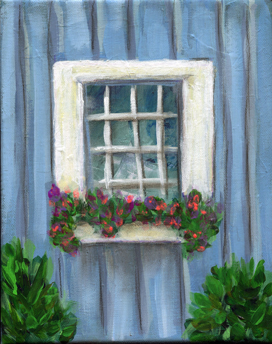 Country farmhouse window painting on canvas 8x10, original small wall artwork, gallery wall acrylic wall art, canvas wall art - Carved Effects