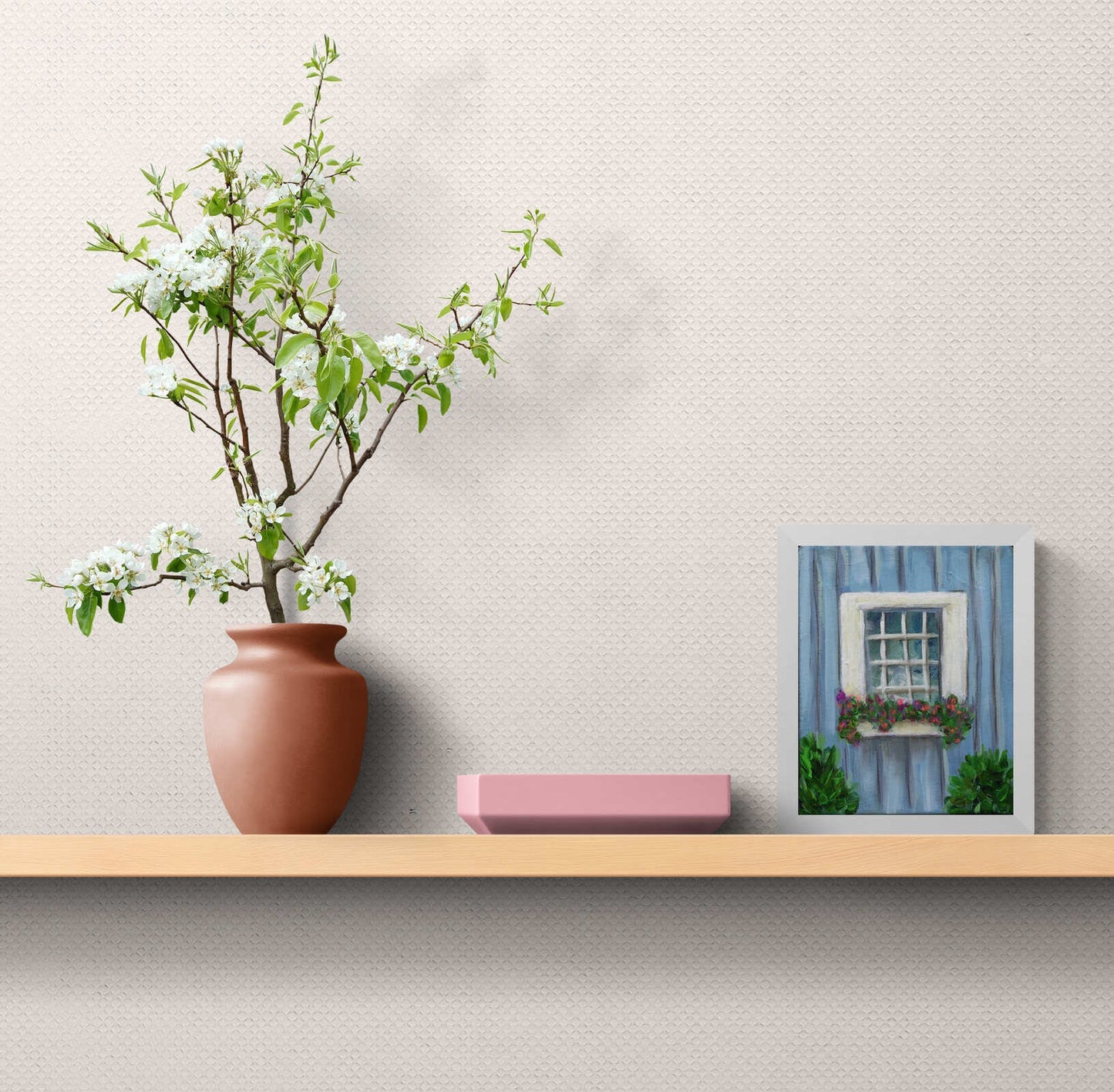 Country farmhouse window painting on canvas 8x10, original small wall artwork, gallery wall acrylic wall art, canvas wall art - Carved Effects