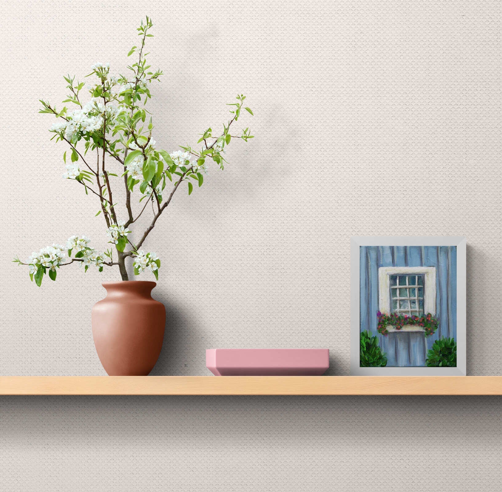 Country farmhouse window painting on canvas 8x10, original small wall artwork, gallery wall acrylic wall art, canvas wall art - Carved Effects