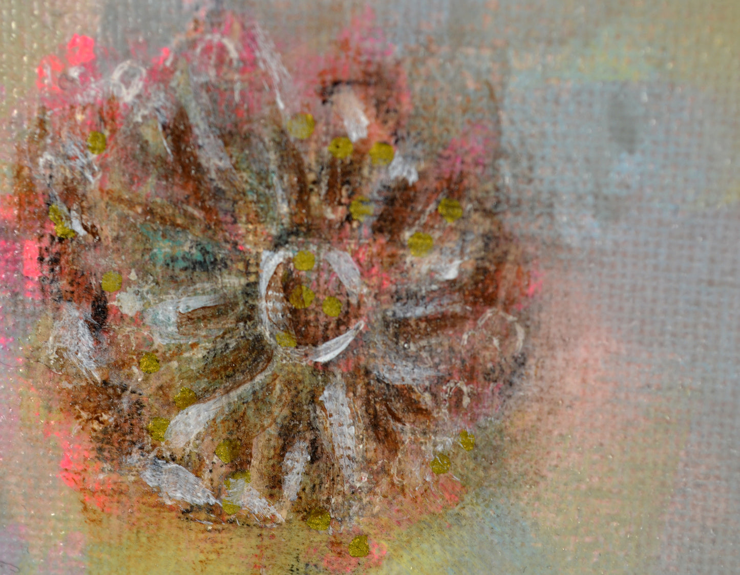 Dandelion wish acrylic canvas art 10x10, boho home decor, hand painted flower painting - Carved Effects