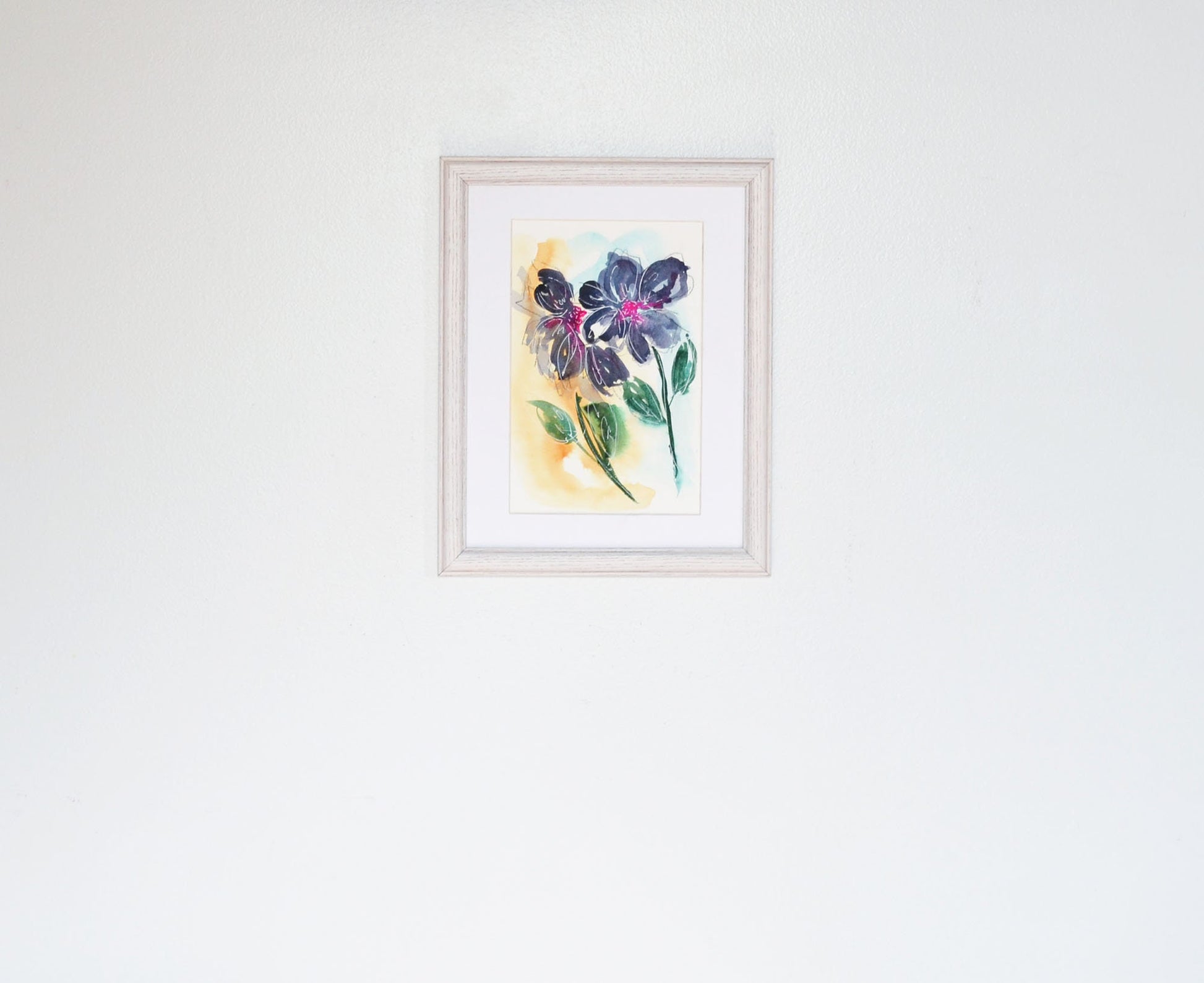 Abstract moody original watercolor flower painting, dark watercolor floral wall art - Carved Effects