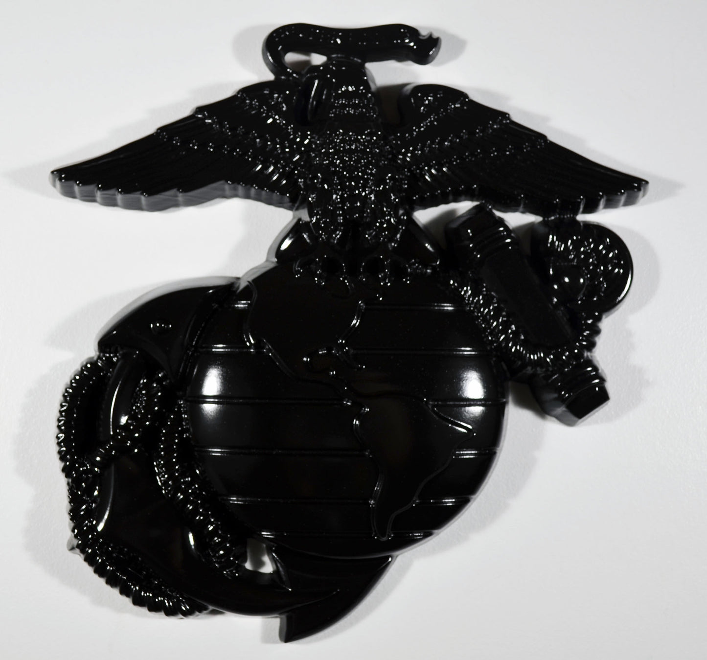 USMC 12" Eagle Globe Anchor, Marine Corps, EGA, Gloss Black military plaque