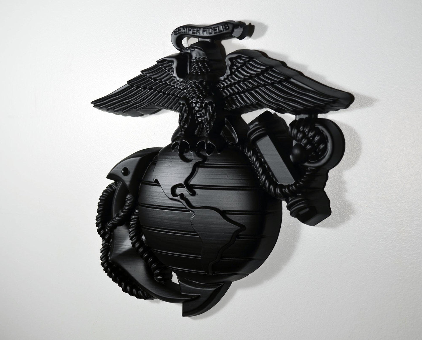 USMC 12" Eagle Globe Anchor, Marine Corps, EGA, Matte Black Plaque