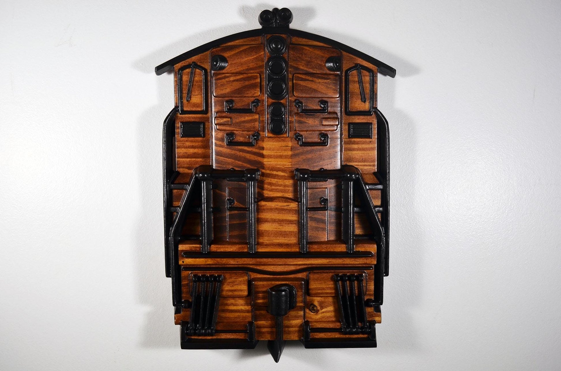 EMD GP9 Train cnc wood carving, front view wall plaque