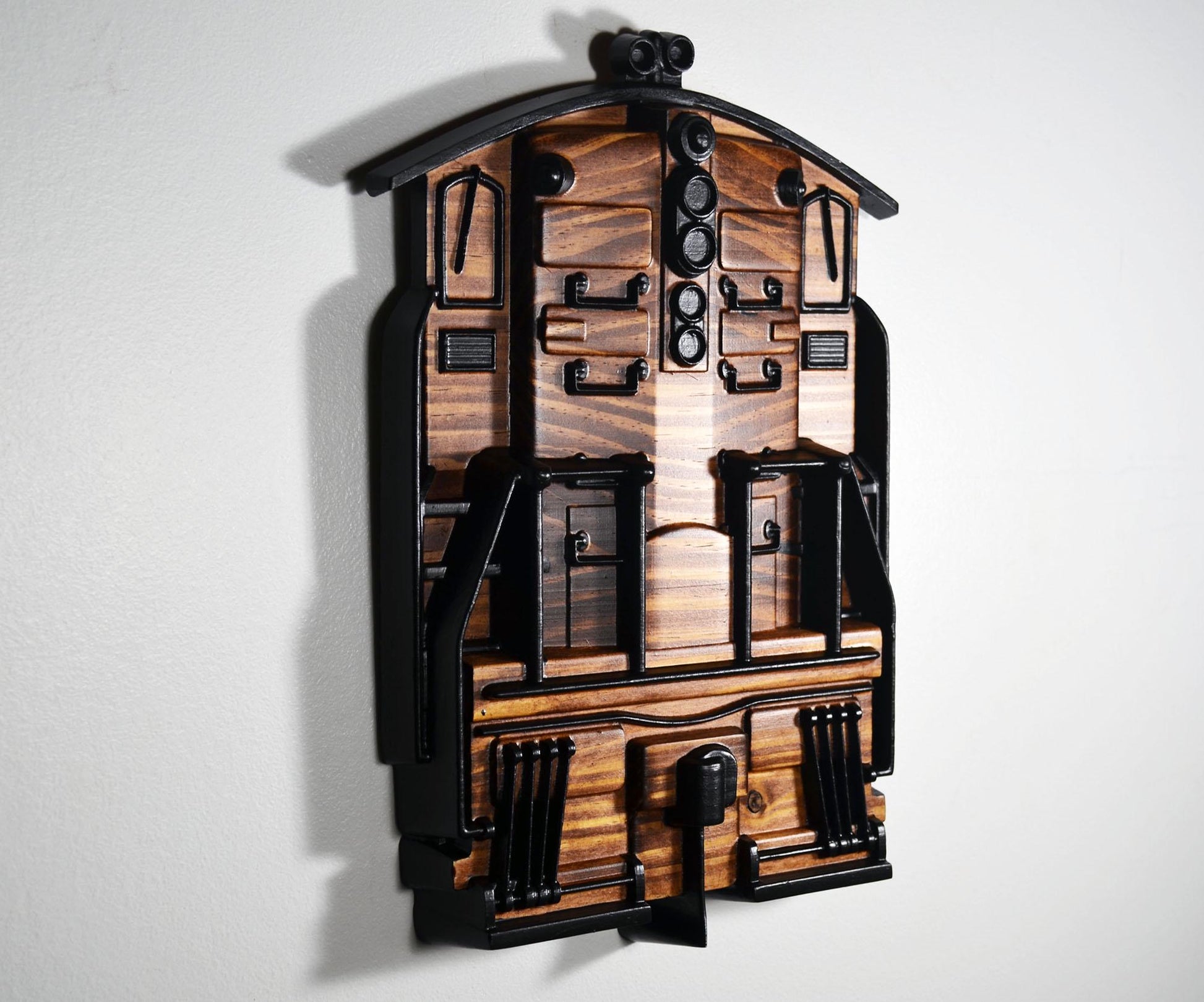 EMD GP9 Train cnc wood carving, front view wall plaque