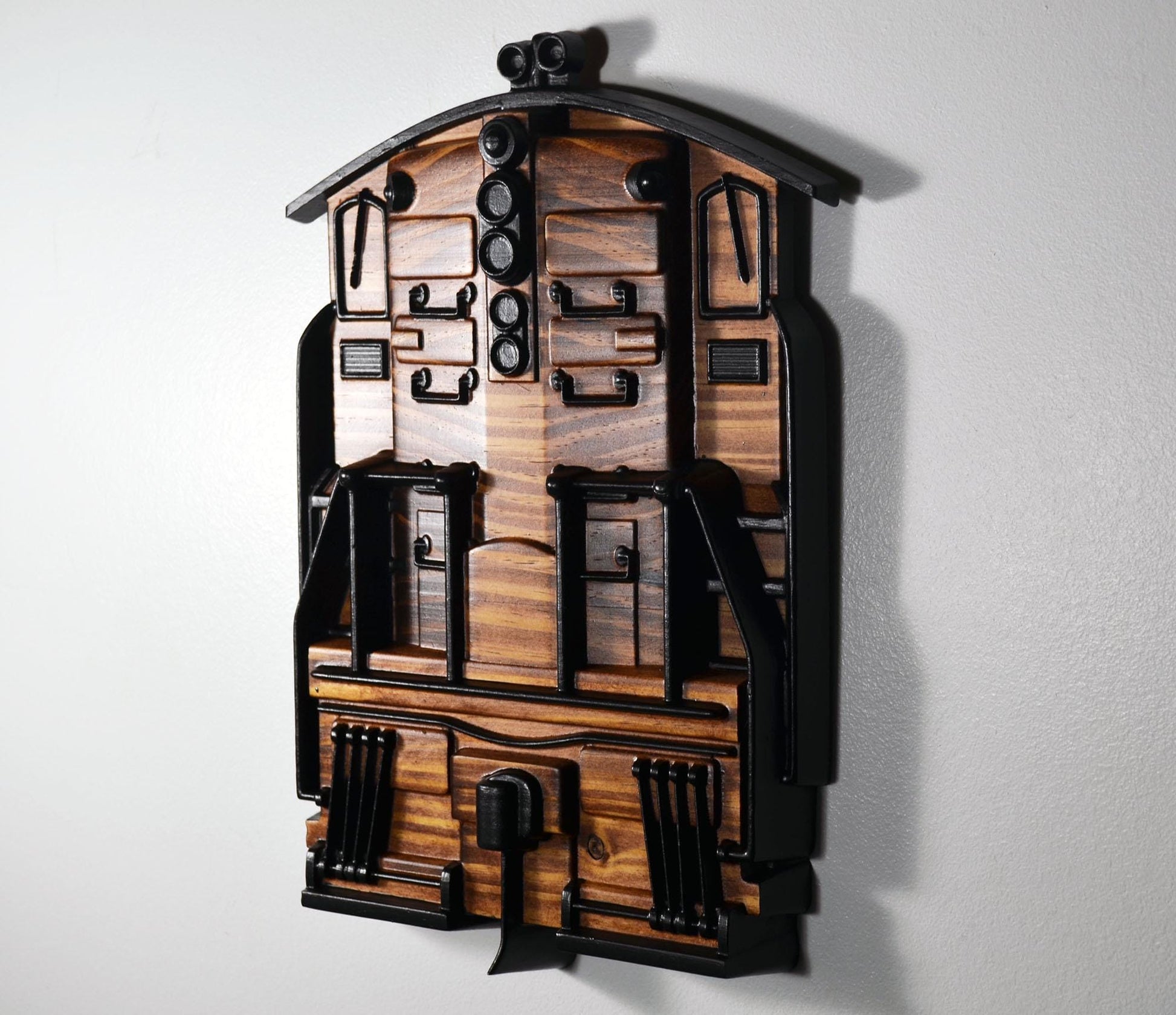 EMD GP9 Train cnc wood carving, front view wall plaque