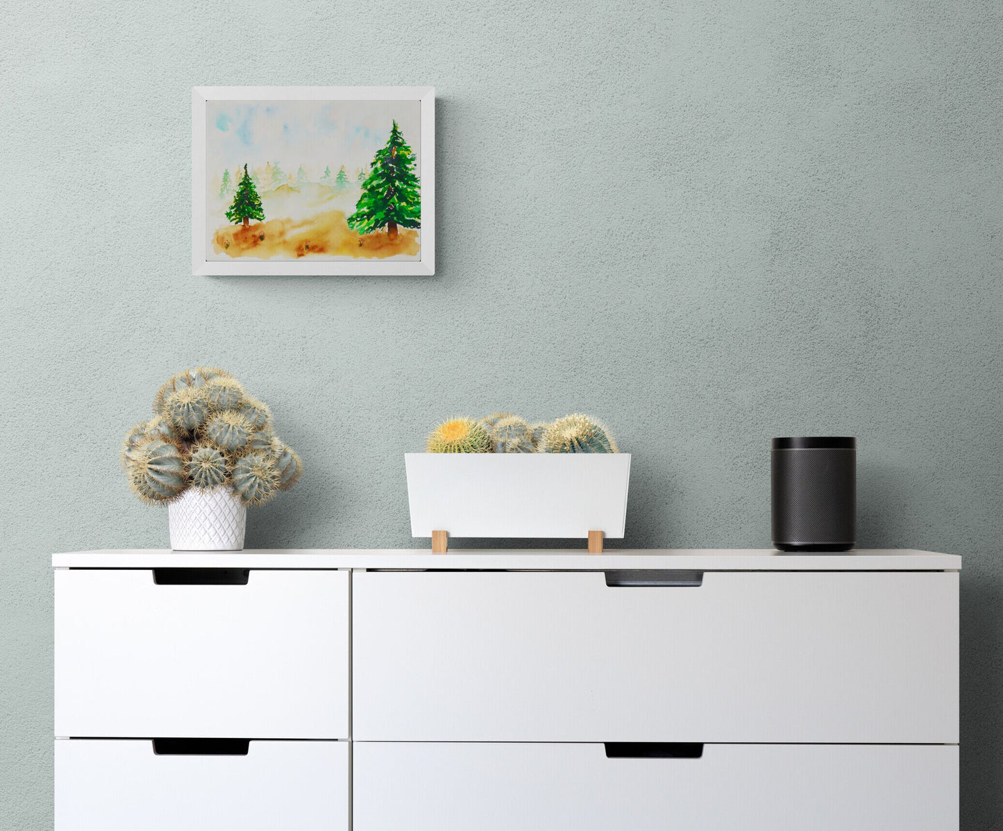 Evergreen forest watercolor painting 9x12, original wilderness landscape watercolor painting - Carved Effects