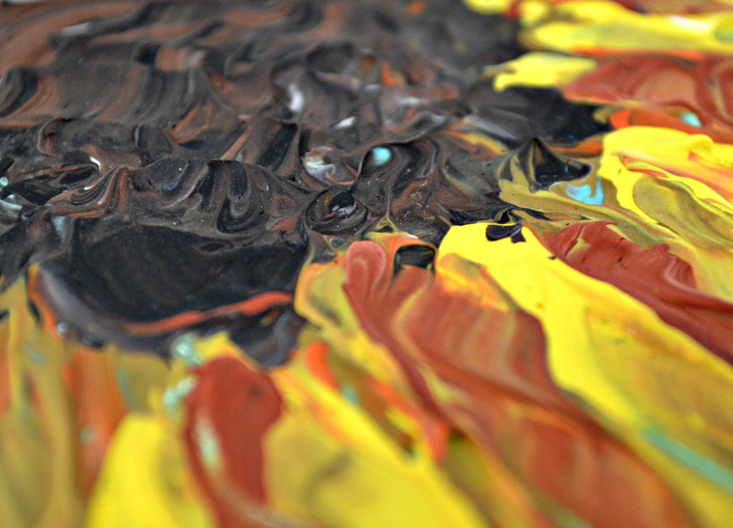 Expressive sunflower on canvas painting 12x12
