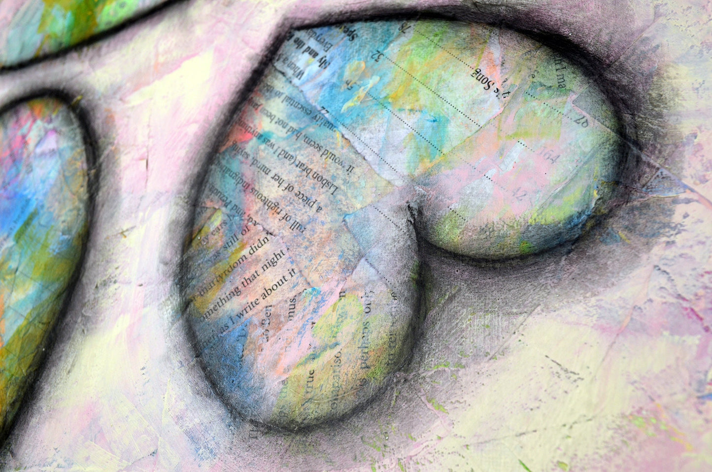 Expressive textured heart art watercolor and acrylic painting