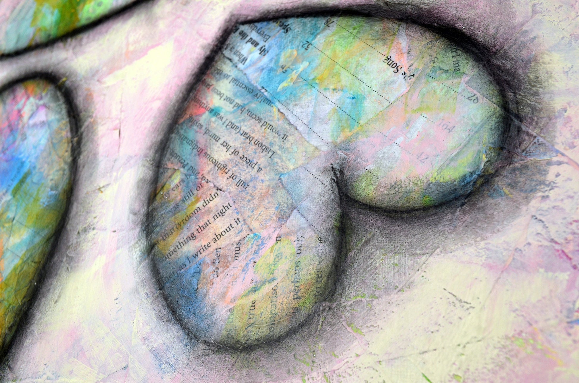 Expressive textured heart art watercolor and acrylic painting