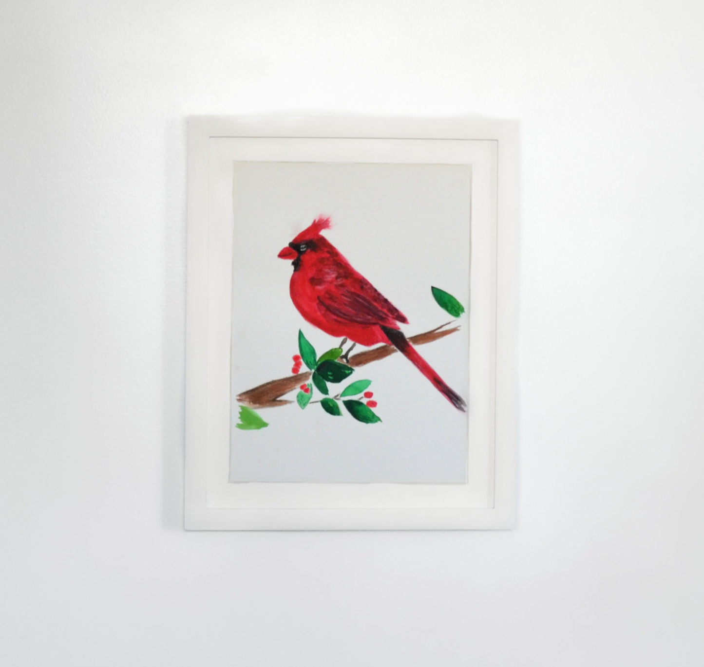 Festive holiday cardinal watercolor painting
