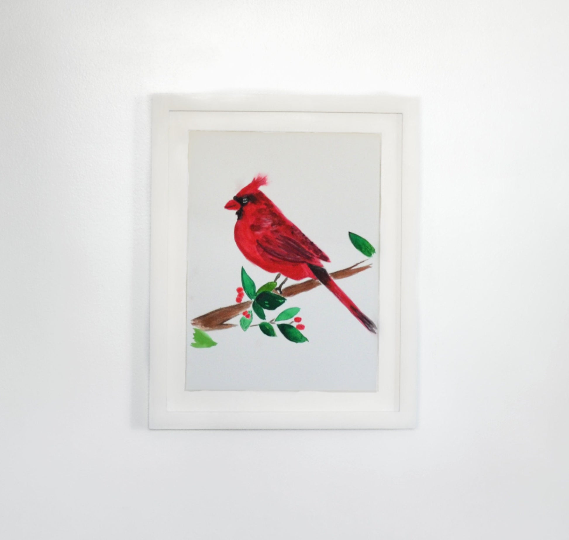 Festive holiday cardinal watercolor painting