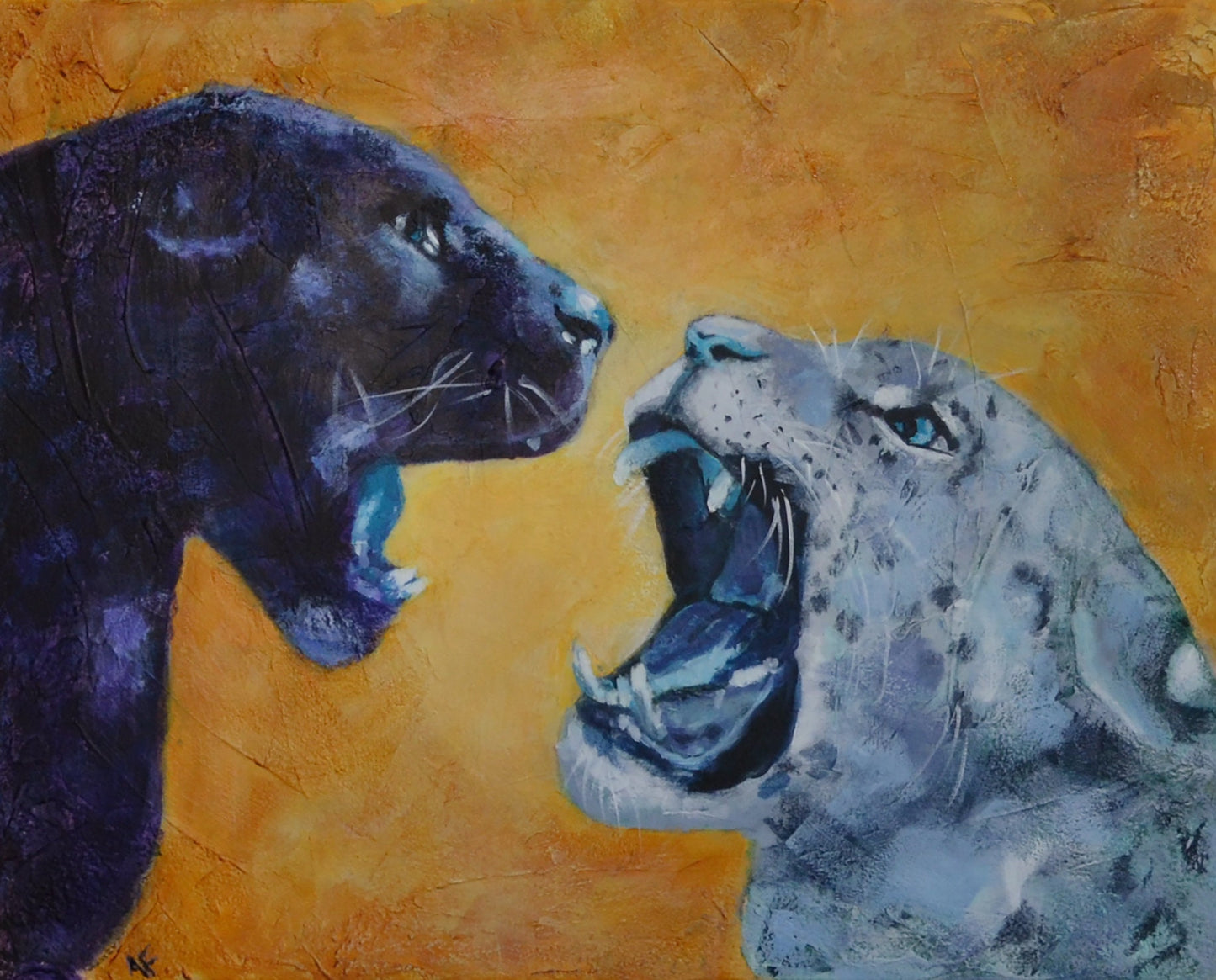 Fierce leopard faces original acrylic painting on canvas