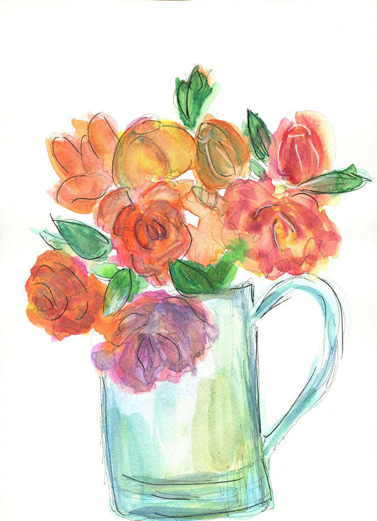 Flower bouquet in a water pitcher