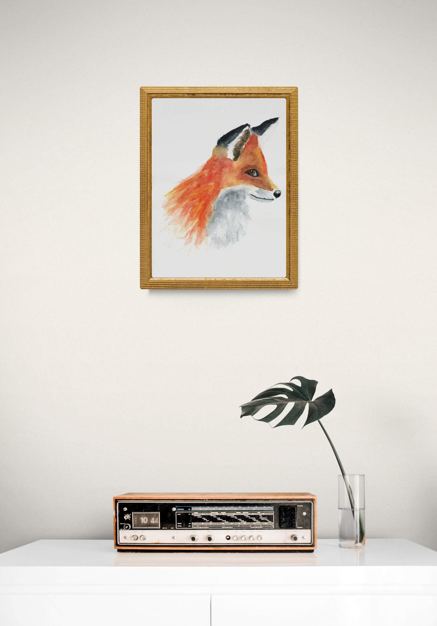 Fox hand painted watercolor painting 9x12
