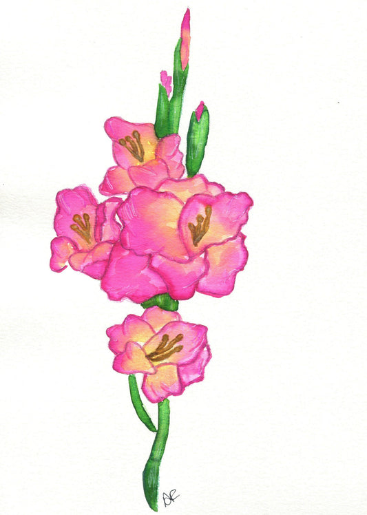 Gladiolus watercolor painting 9x12