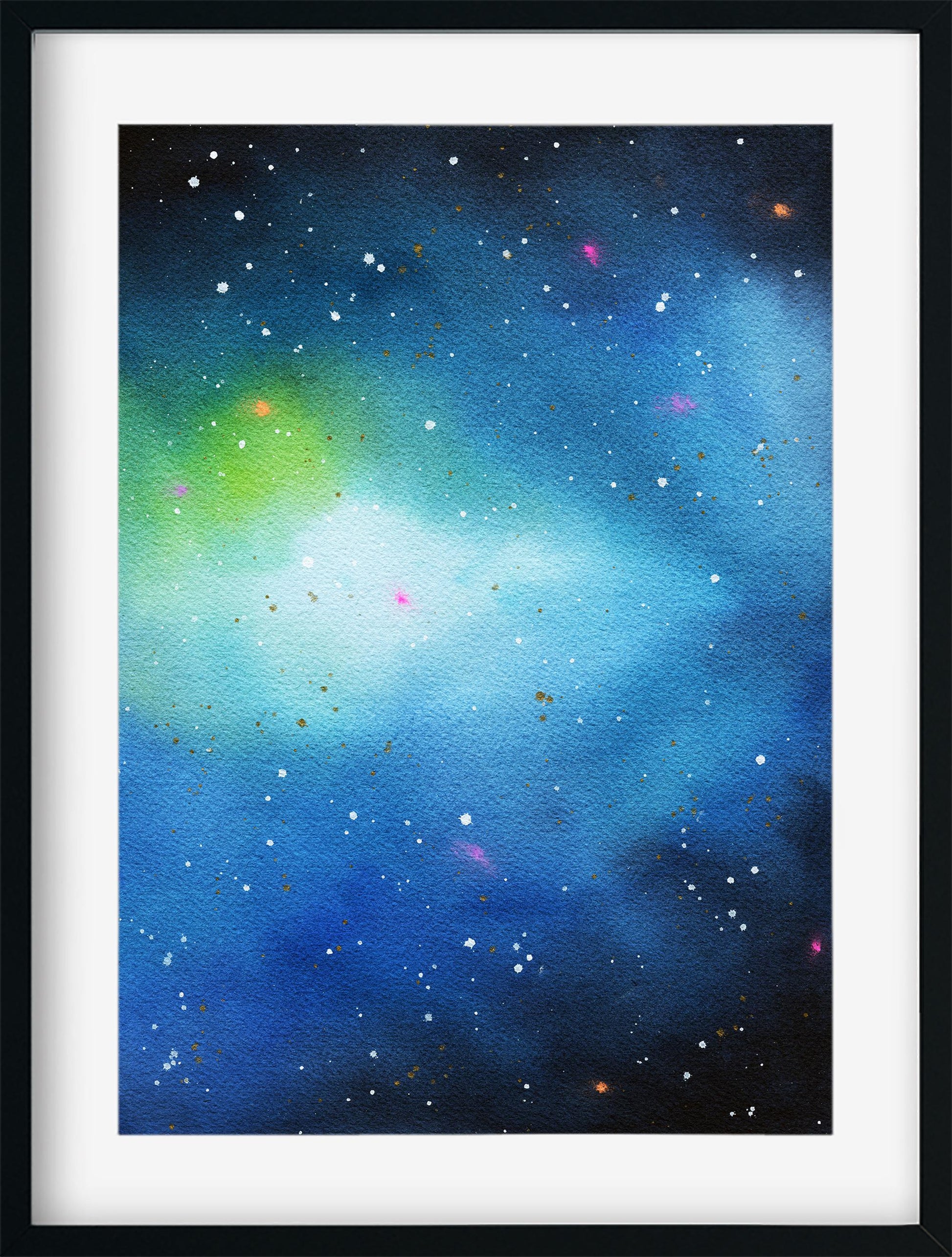 Galaxy watercolor painting 9x12, hand painted nebula original on paper, outer space wall art, celestial artwork