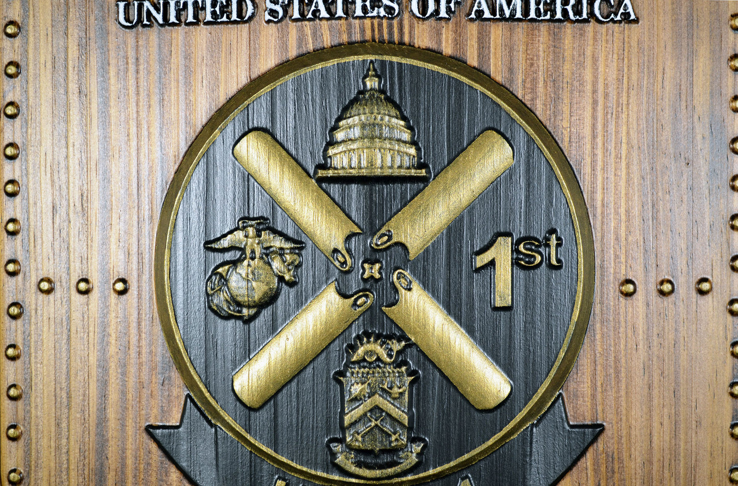 USMC HMX-1, Marine Helicopter Squadron One, 3d wood carving, military painted plaque