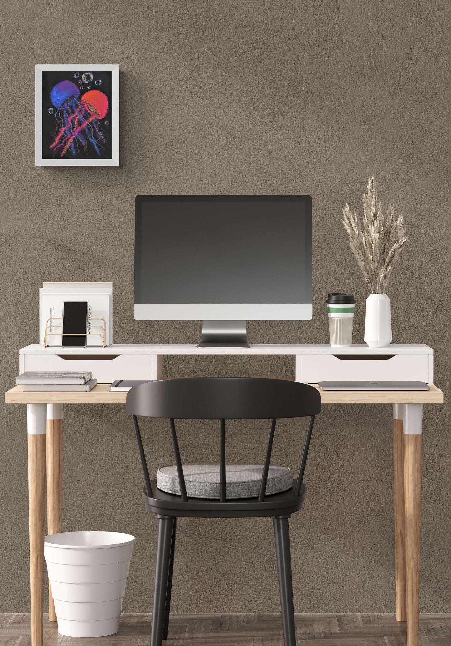 Jellyfish hand drawn original pastel art 8x10