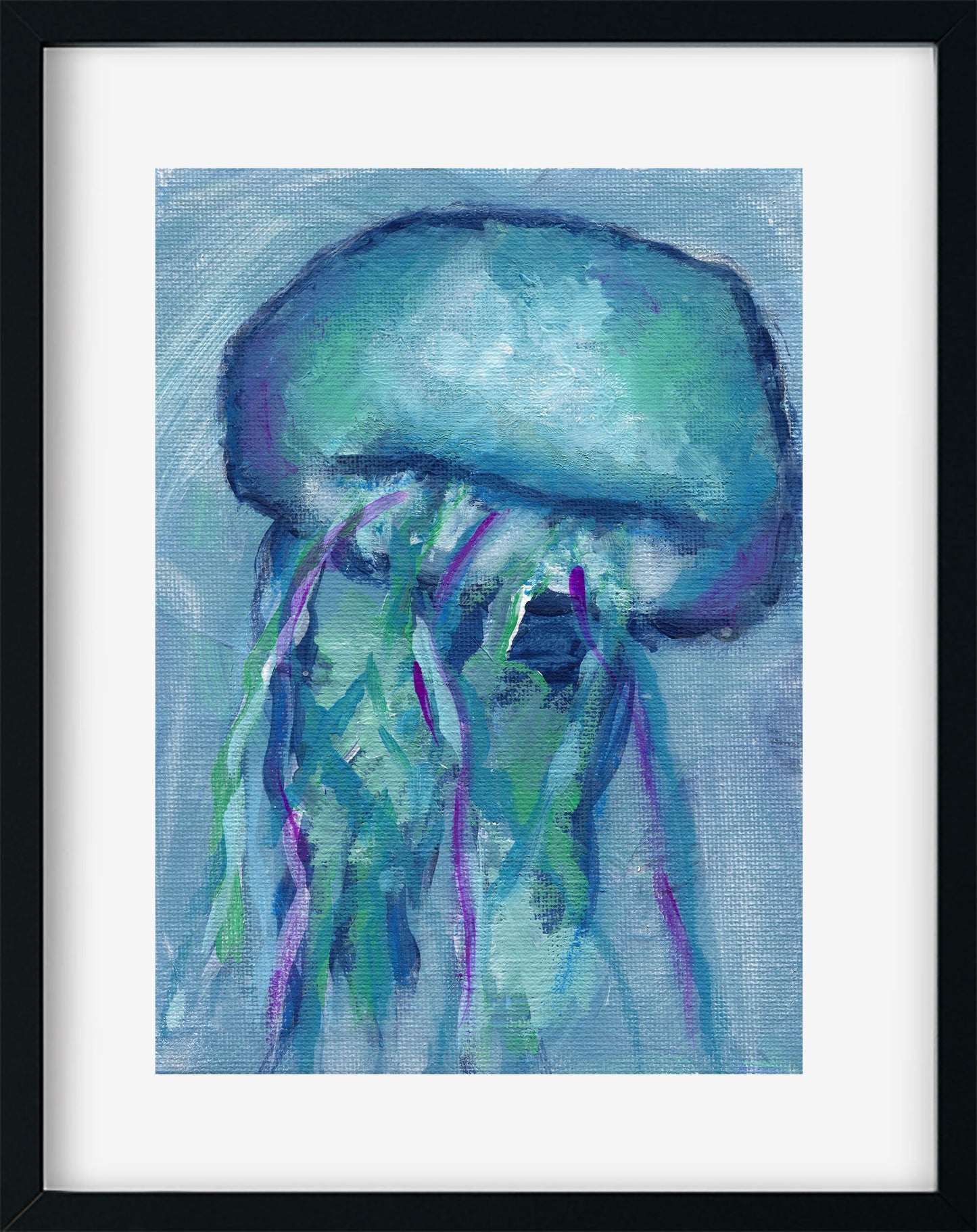 Jellyfish hand painted mixed media painting