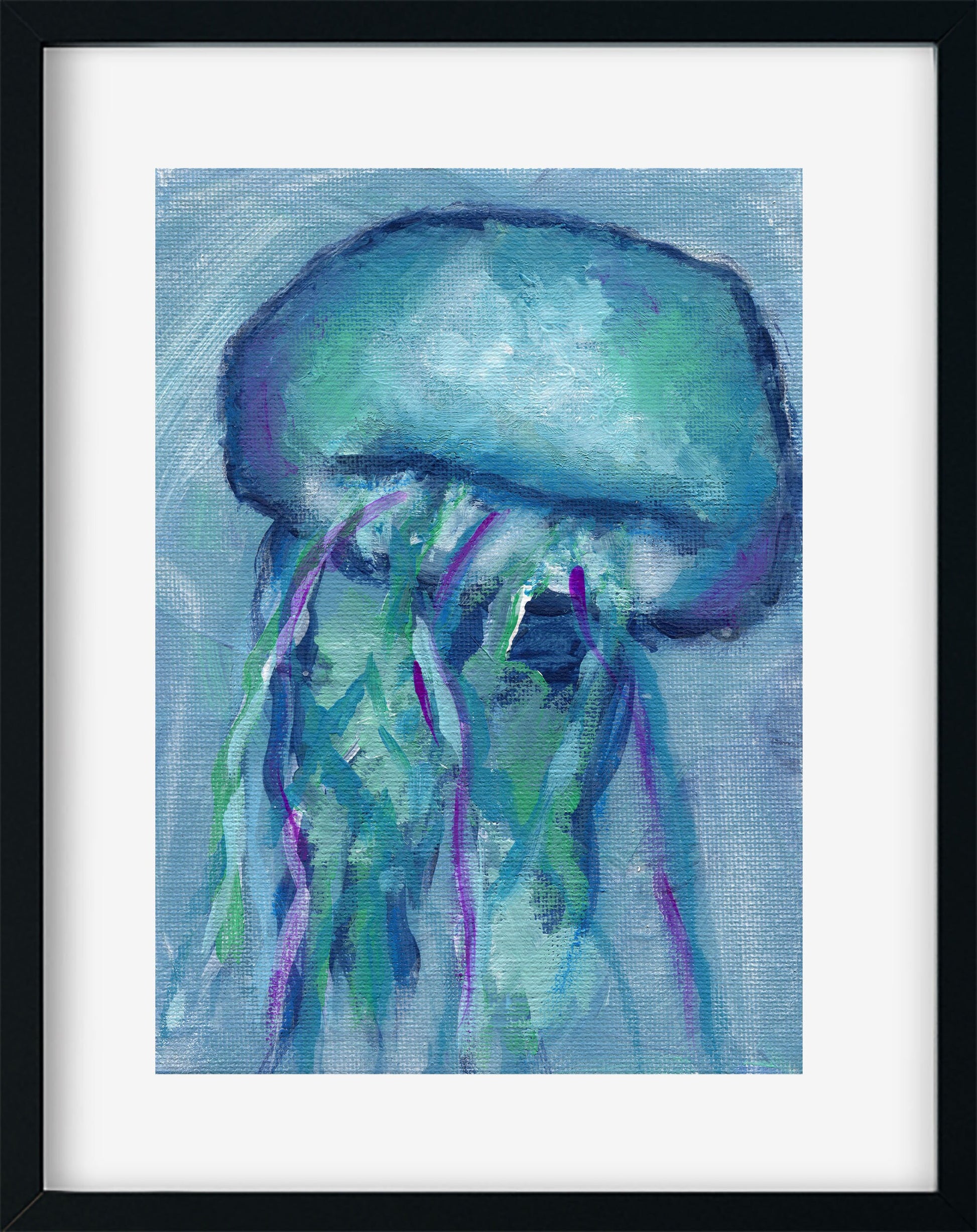 Jellyfish hand painted mixed media painting