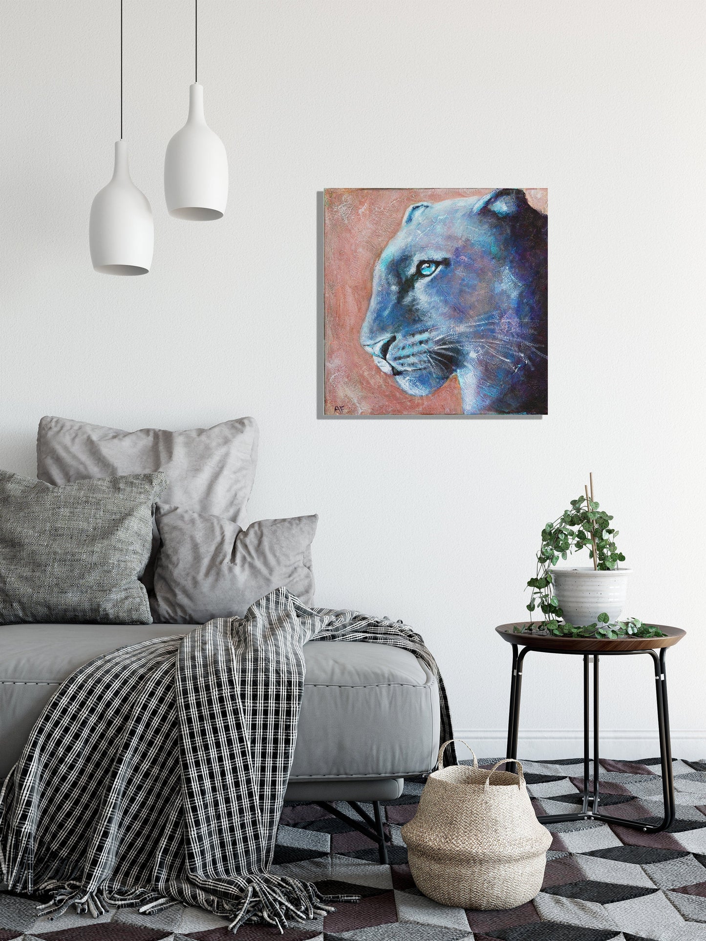 Leopard face acrylic painting on canvas