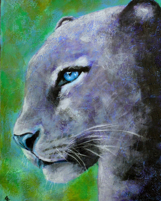 Leopard face original hand painted acrylic painting on canvas