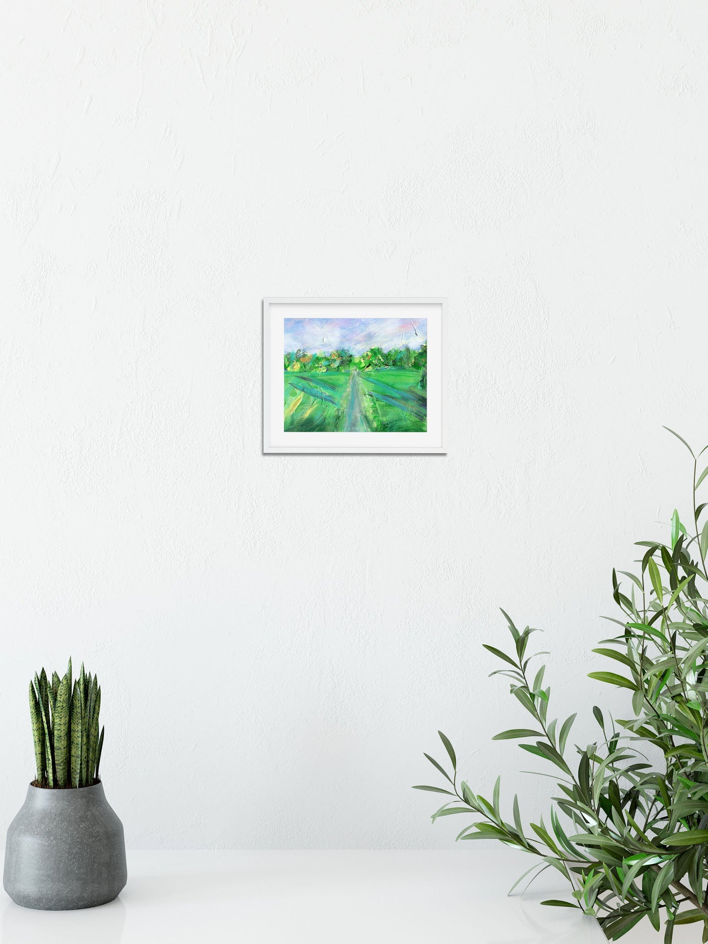 Lush green landscape original painting