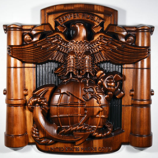 USMC MCRD Eagle Globe Anchor 22", Marine Corps, Military Cedar Plaque