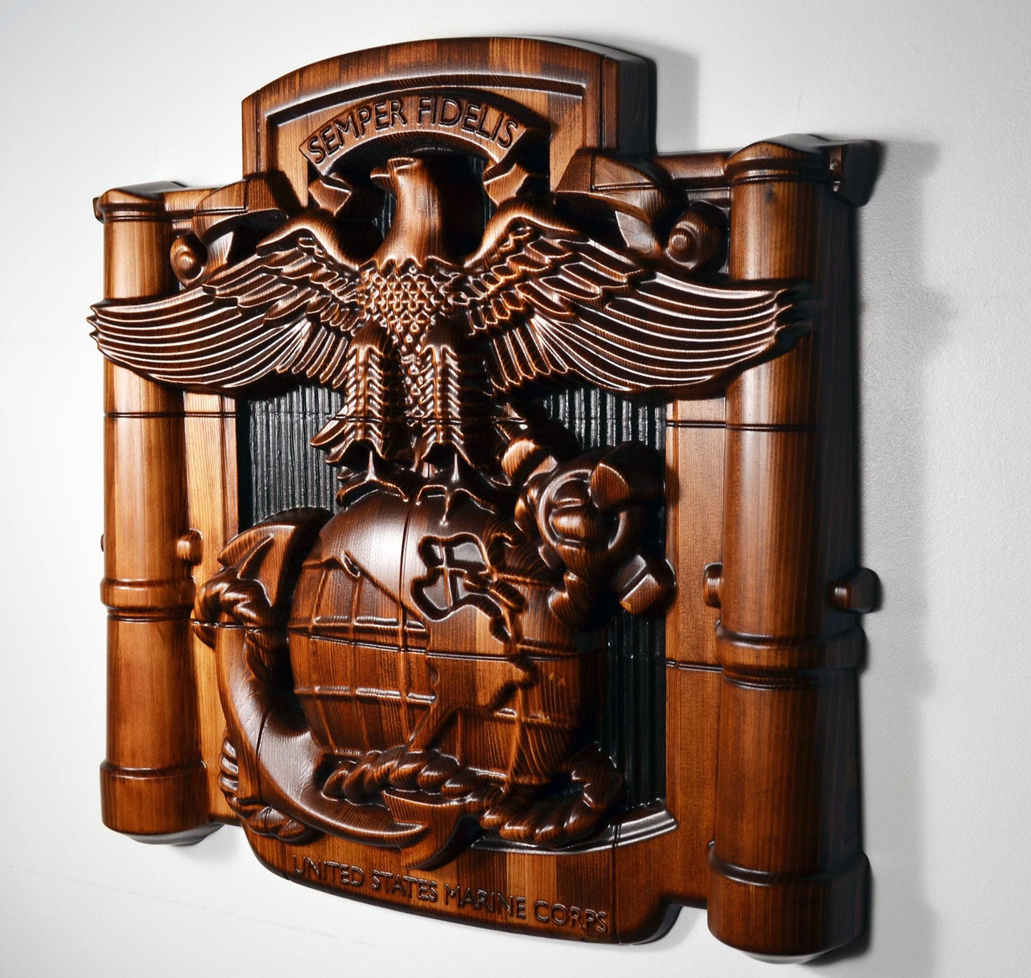 USMC MCRD Eagle Globe Anchor 22", Marine Corps, Military Cedar Plaque