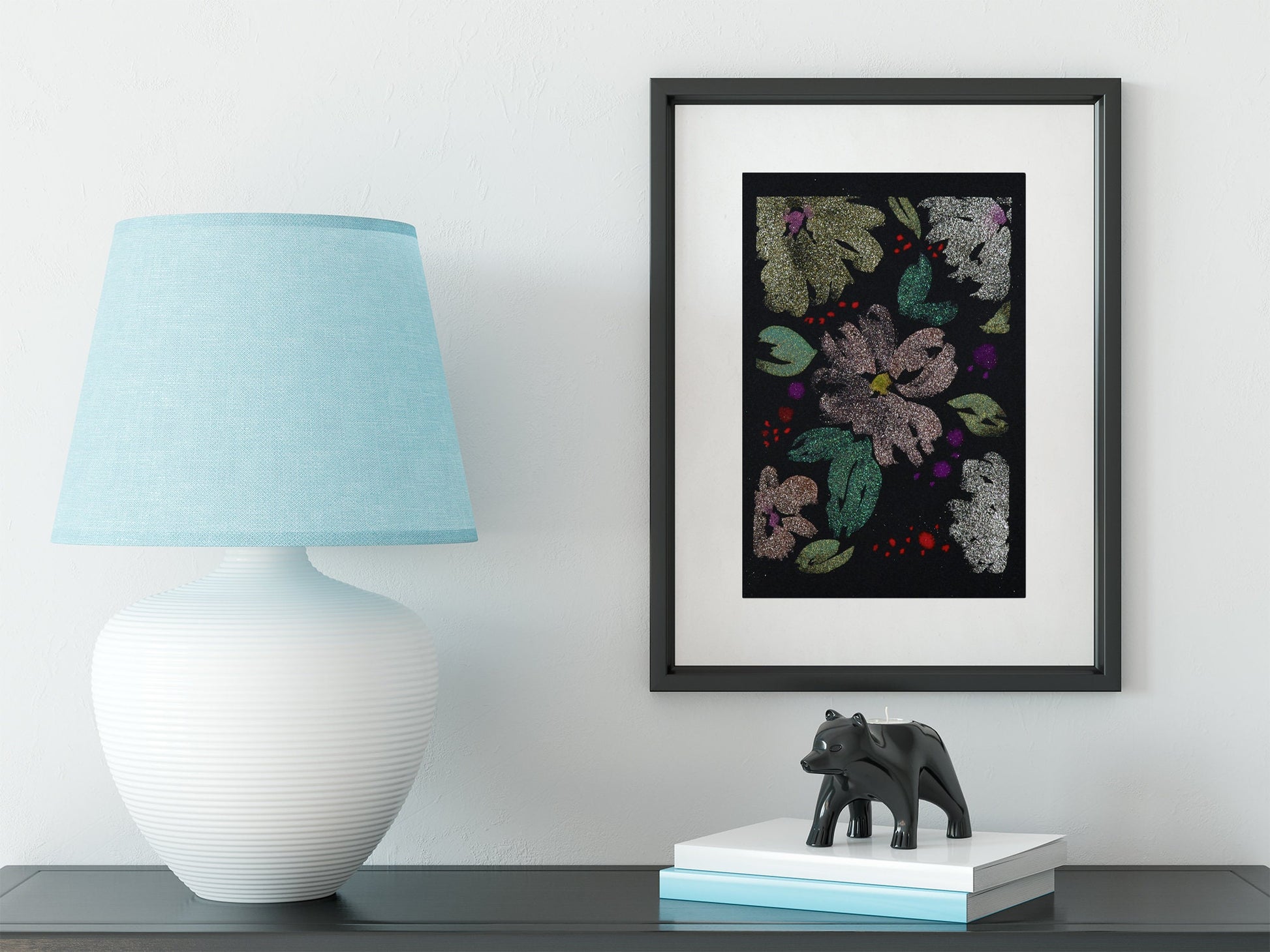 Metallic flowers original hand painted watercolor painting
